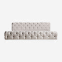 Cama tapizada en tela en color beige