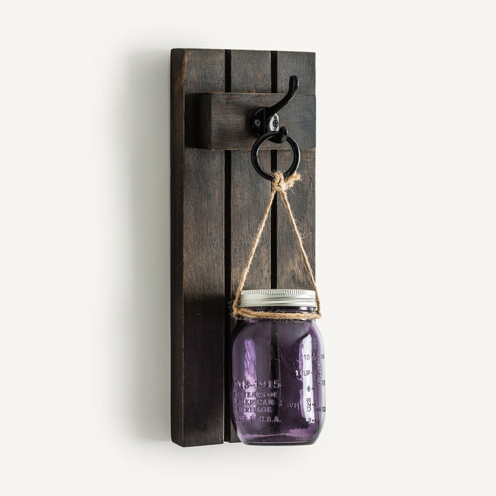 Candelabro de madera tropical y espejo en color morado (pack de 2)