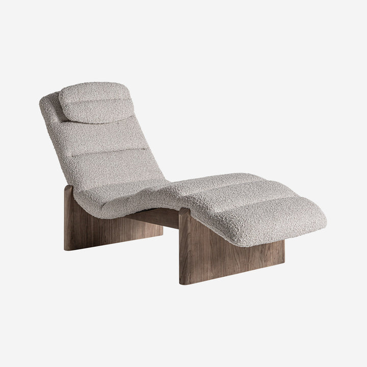 Chaise longue de madera de olmo y poliéster en color marrón