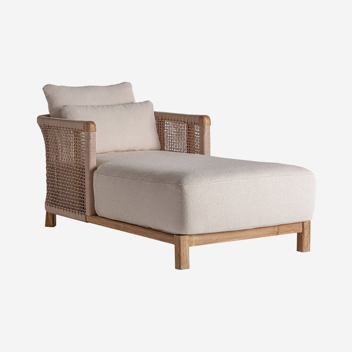 Chaise longue de madera de teca reciclada en color marrón
