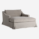 Chaise longue tapizada en lino en color gris