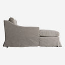Chaise longue tapizada en lino en color gris
