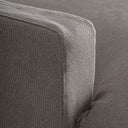 Chaise longue tapizada en lino en color gris – detalle