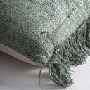 Cojín de algodón y lino en color verde – detalle