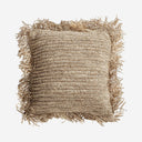 Cojín de fibra natural y poliéster en color beige de estilo boho