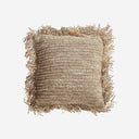 Cojín de fibra natural y poliéster en color beige de estilo boho
