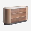 Cómoda de madera contrachapada y chapa de eucalipto en color marrón