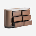 Cómoda de madera contrachapada y chapa de eucalipto en color marrón