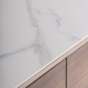Cómoda de madera contrachapada y chapa de eucalipto en color marrón – detalle