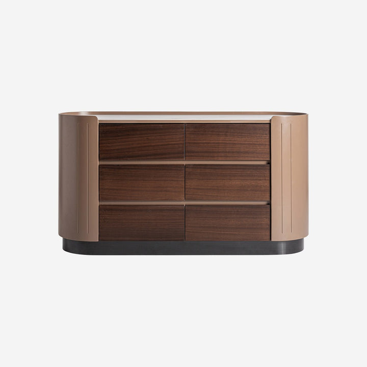 Cómoda de madera contrachapada y chapa de eucalipto en color marrón