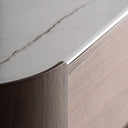 Cómoda de madera contrachapada y chapa de roble en color marrón – Diseño 2 / 140 x 45 x 76 cm – detalle