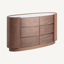 Cómoda de madera contrachapada y chapa de roble en color marrón – detalle