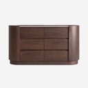 Cómoda de madera contrachapada y chapa de roble en color marrón – Diseño 2 / 140 x 45 x 76 cm