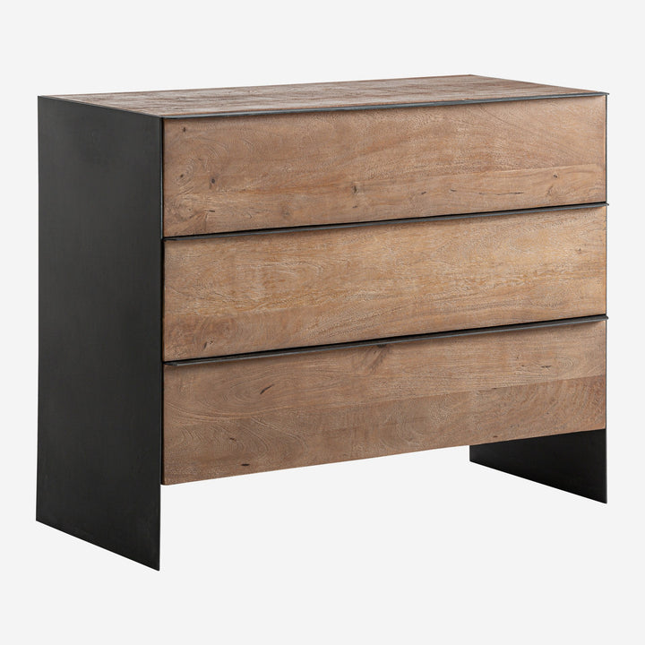 Cómoda de madera de mango y hierro en color marrón