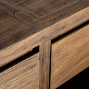 Cómoda de madera de olmo en color marrón de líneas contemporáneas – 180 x 51 x 81 cm – detalle