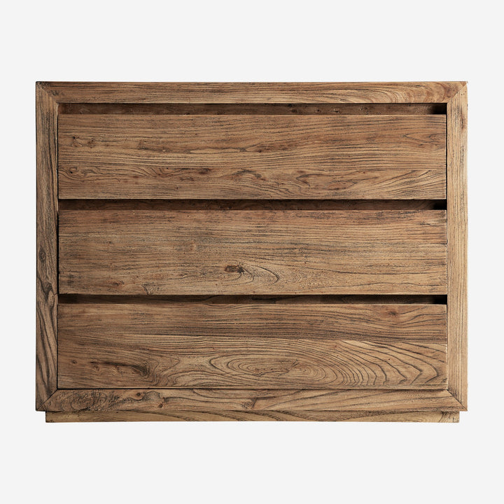 Cómoda de madera de olmo en color marrón de líneas contemporáneas