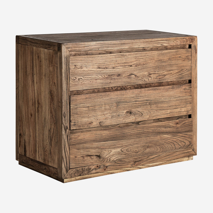 Cómoda de madera de olmo en color marrón de líneas contemporáneas