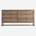 Cómoda de madera de olmo y ratán en color marrón – 159 x 50 x 80 cm