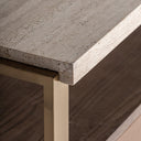 Cómoda de travertino y acero inoxidable en color beige – detalle