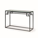 Consola rectangular de cristal y acero negro, 120 x 40 cm, foto de producto