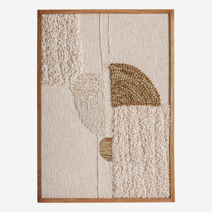 Cuadro de algodón y madera de mango en tonos neutros