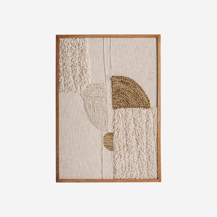 Cuadro de algodón y madera de mango en tonos neutros