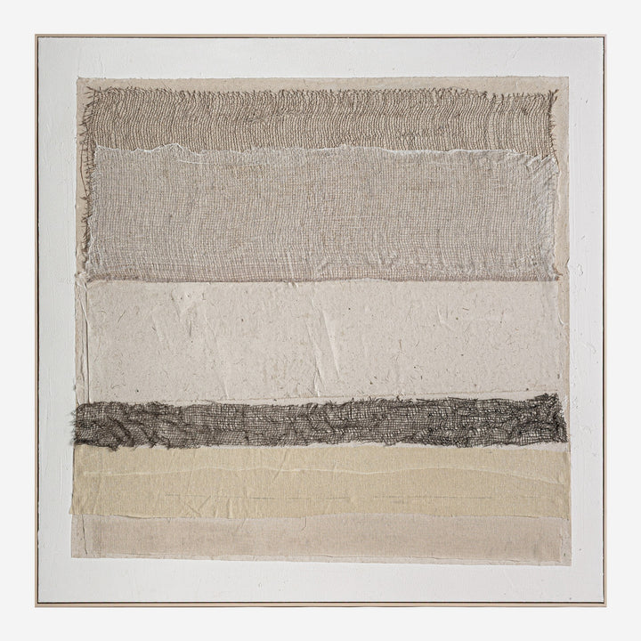 Cuadro de lienzo y madera de pino en color blanco roto 150 x 150 cm