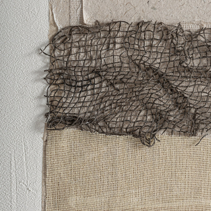 Cuadro de lienzo y madera de pino en color blanco roto 150 x 150 cm – detalle