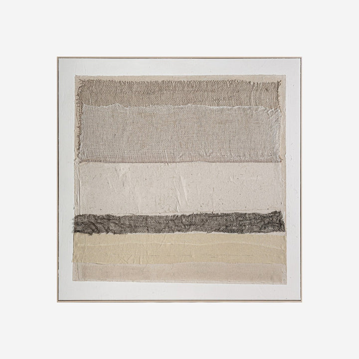 Cuadro de lienzo y madera de pino en color blanco roto 150 x 150 cm