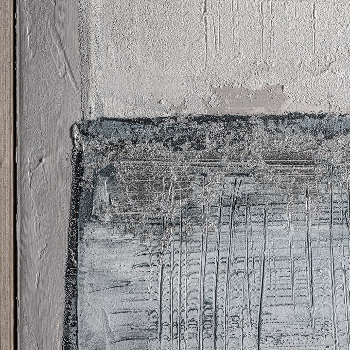 Cuadro de lienzo y madera de pino en color gris 140 x 180 cm – detalle