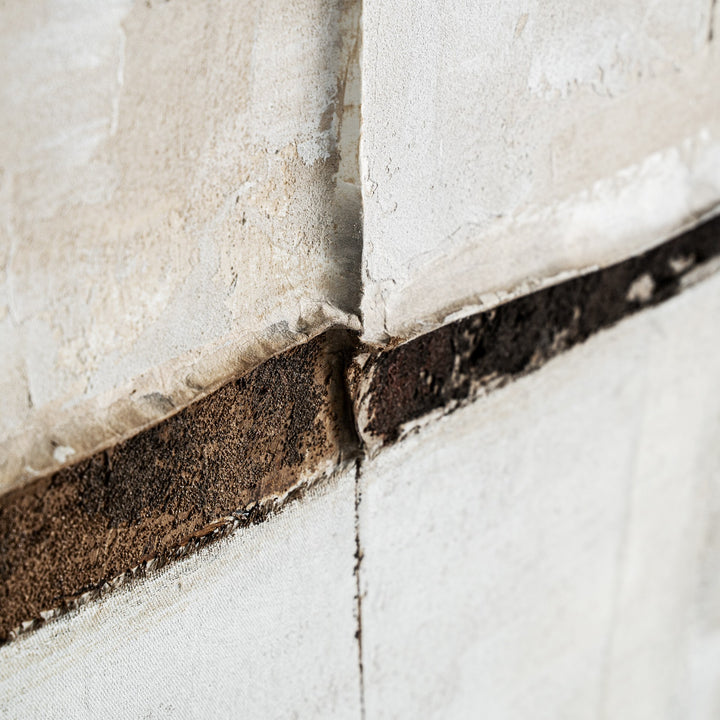 Cuadro de lienzo y madera de pino en tonos marrones 120 x 120 cm – detalle