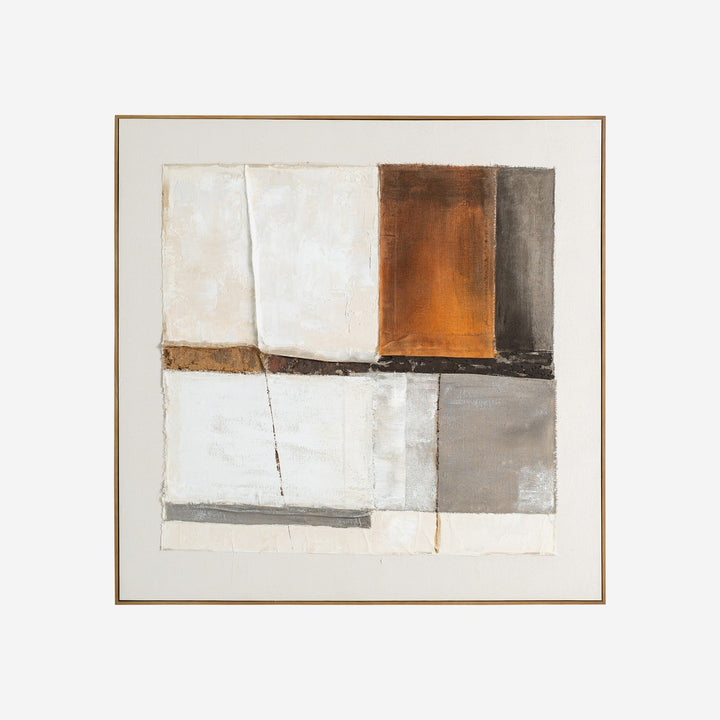 Cuadro de lienzo y madera de pino en tonos marrones 120 x 120 cm