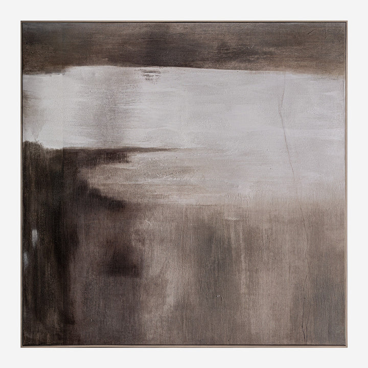 Cuadro de lienzo y madera de pino en tonos marrones 150 x 150 cm