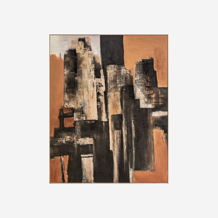 Cuadro de lienzo y madera de pino en tonos oscuros