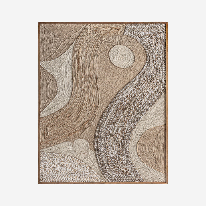 Cuadro de madera de mango y cáñamo en color marrón claro