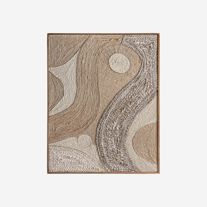 Cuadro de madera de mango y cáñamo en color marrón claro