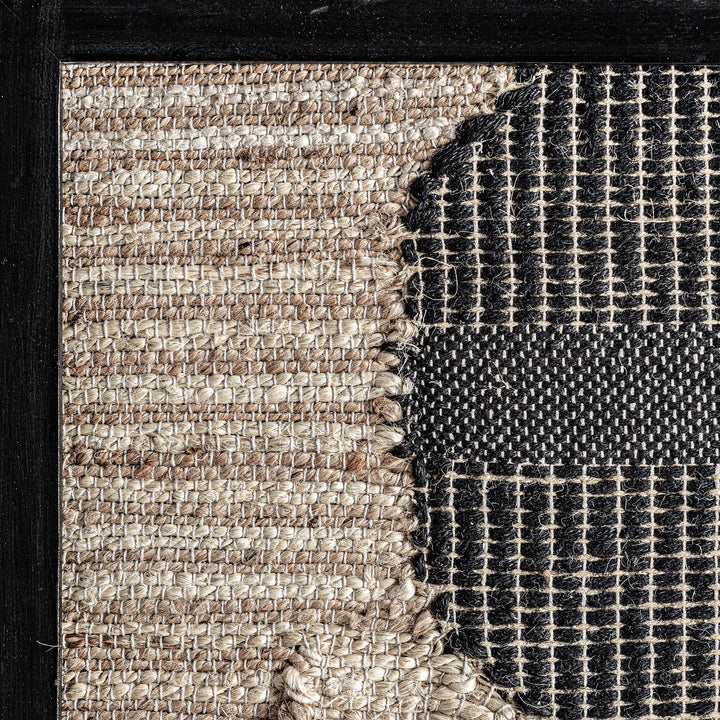 Cuadro de madera de mango y yute en color negro – detalle