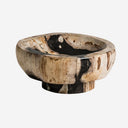 Cuenco decorativo de madera petrificada en tonos marrones