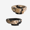 Cuenco decorativo de madera petrificada en tonos marrones
