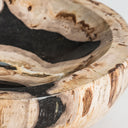 Cuenco decorativo de madera petrificada en tonos marrones – detalle