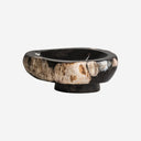 Cuenco decorativo de madera petrificada en tonos marrones