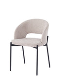 Silla tapizada en tela beige y patas de metal, 52 cm, foto de producto