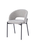 Silla tapizada en tela beige y patas de metal, 52 cm, foto de producto (2)