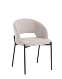 Silla tapizada en tela beige y patas de metal, 52 cm, foto de producto (4)