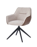 Silla tapizada en tela beige y patas de metal bicolor, 58 cm, foto de producto (3)