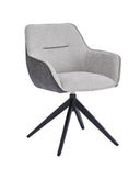Silla tapizada en tela beige y patas de metal bicolor, 58 cm, foto de producto (4)