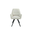 Silla tapizada en tela beige y patas de metal, 58 cm x 90 cm de alto, foto de producto (3)