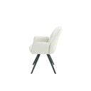 Silla tapizada en tela beige y patas de metal, 58 cm x 90 cm de alto, foto de producto (4)