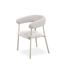 Silla tapizada en tela gris y patas de metal crema, 58 cm x 75 cm de alto, foto de producto
