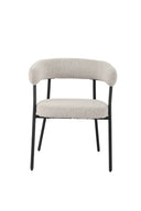 Silla tapizada en tela gris y patas de metal crema, 58 cm x 75 cm de alto, foto de producto (2)